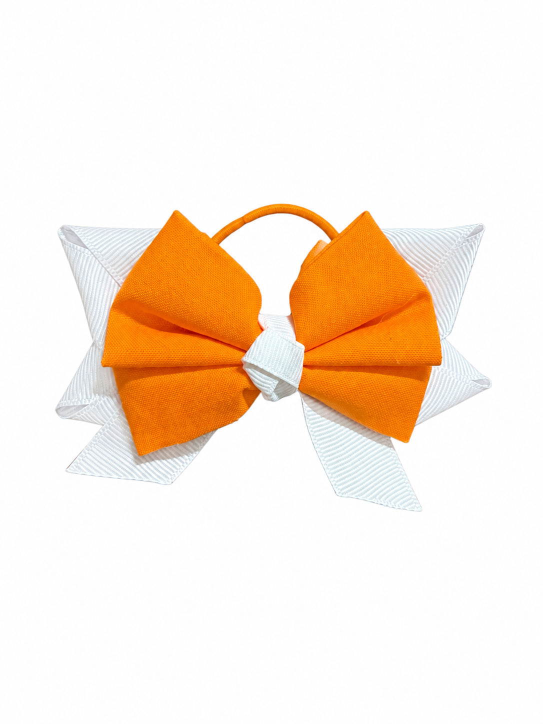 Hair Bow-Orange and White TN Themed Small with Band - Image 2