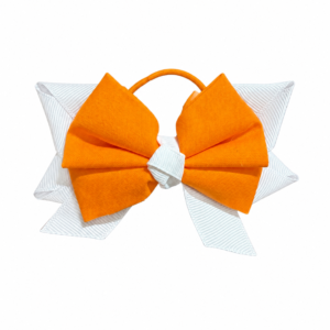 Hair Bow-Orange and White TN Themed Small with Band