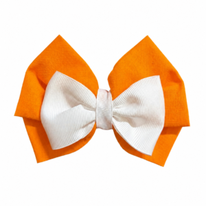 Hair Bow-Orange and White TN Themed Medium w/Clip