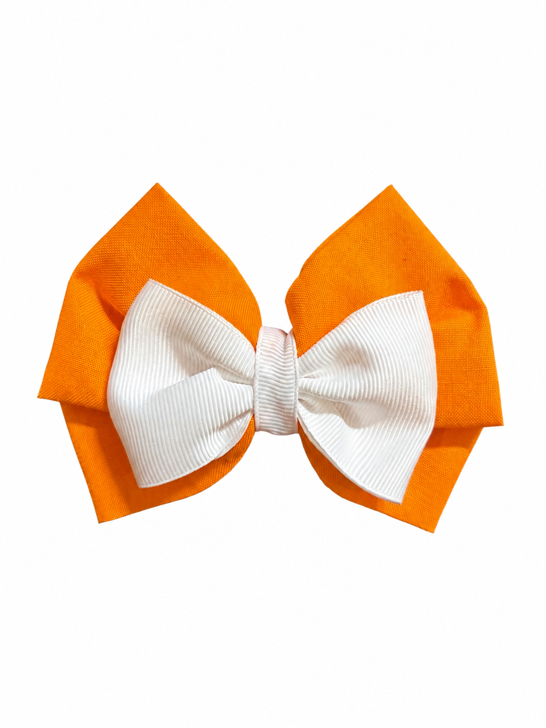 Hair Bow-Orange and White TN Themed Medium w/Clip