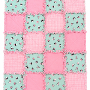 Baby Rag Quilt-Cow Pink and Teal