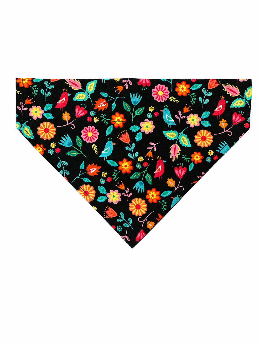 Dog Bandana-Collar Slip-Black Birds and Flowers - Image 2
