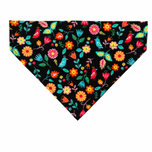 Dog Bandana-Collar Slip-Black Birds and Flowers