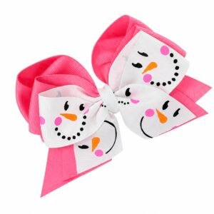 Pink Snowman Bow
